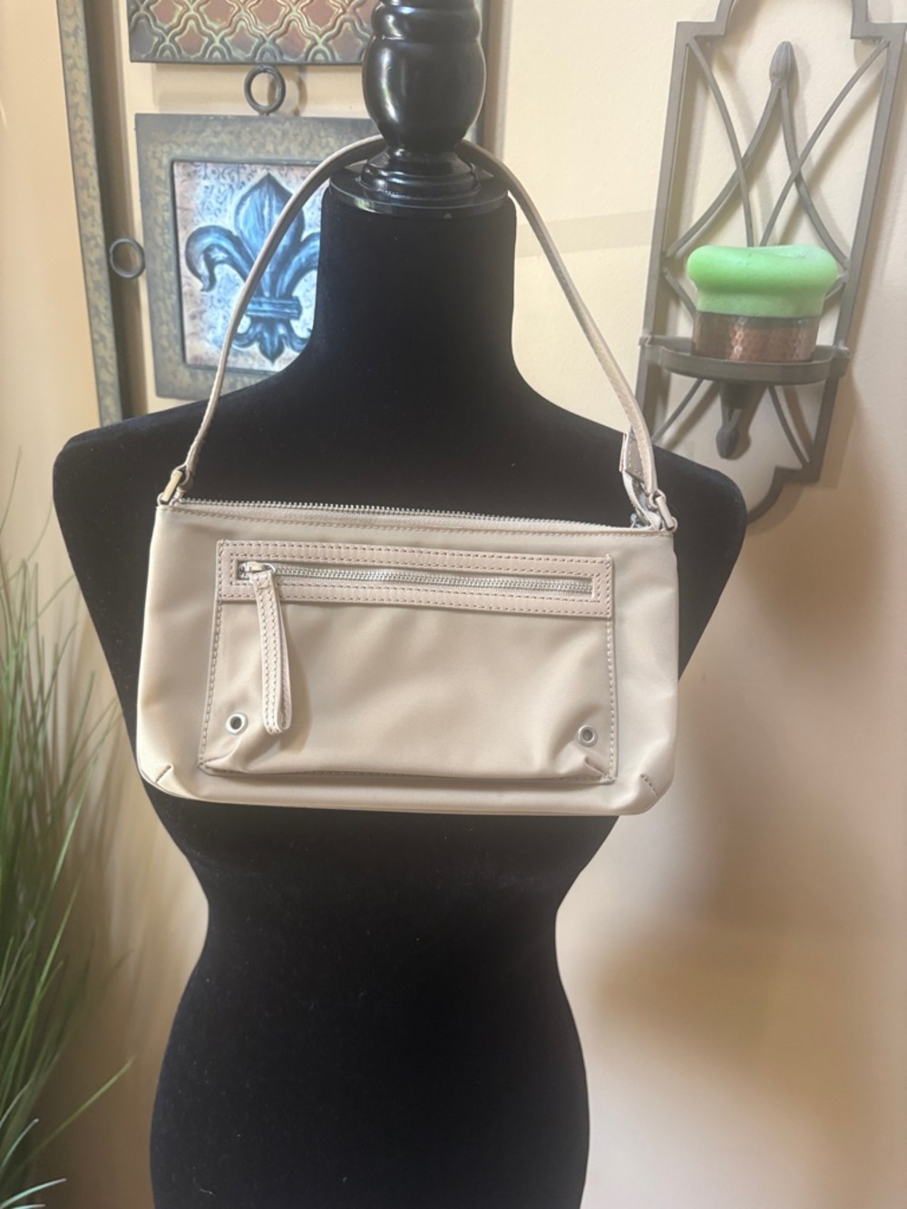 Vintage Banana Republic Small Beige Nylon Purse